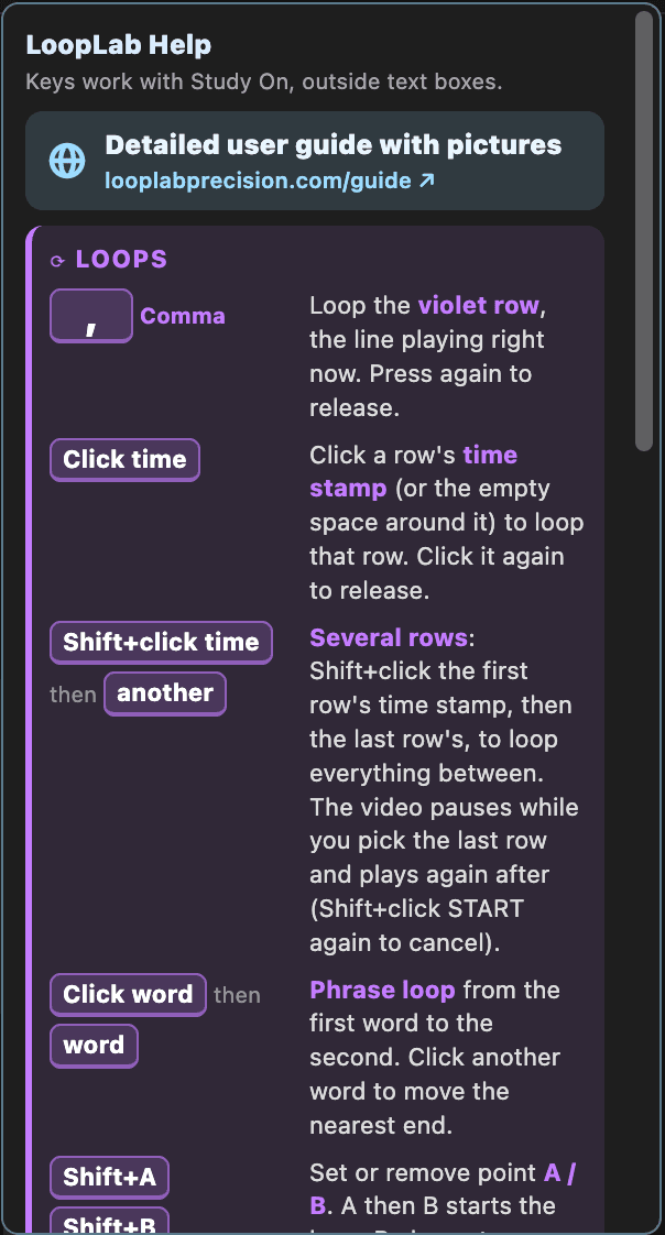 Help popup