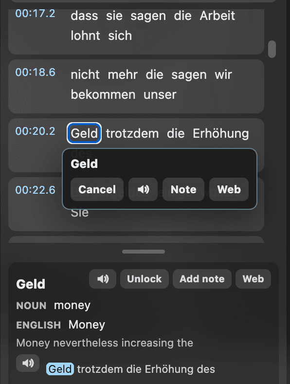 Word menu after Shift+click